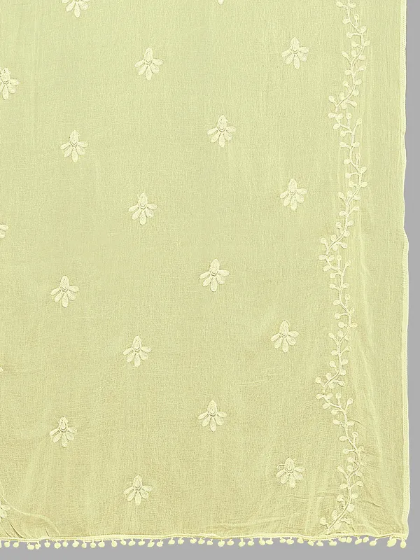Chiffon_Embroidered_Dupatta_With_Floral_Butis_Pom_Pom_Lace_Cream