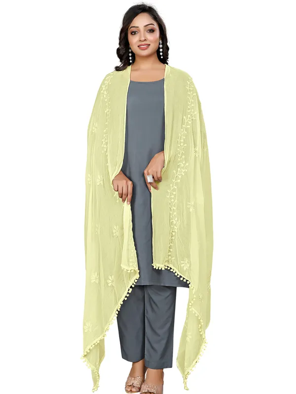 Chiffon_Embroidered_Dupatta_With_Floral_Butis_Pom_Pom_Lace_Cream