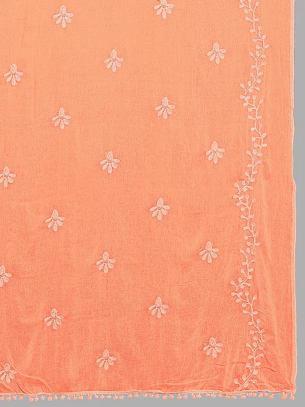 Chiffon_Embroidered_Dupatta_With_Floral_Butis_Pom_Pom_Lace_Peach