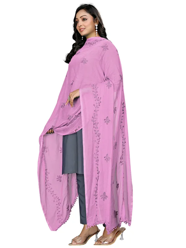 Chiffon_Embroidered_Dupatta_With_Floral_Butis_Pom_Pom_Lace_Light_Pink