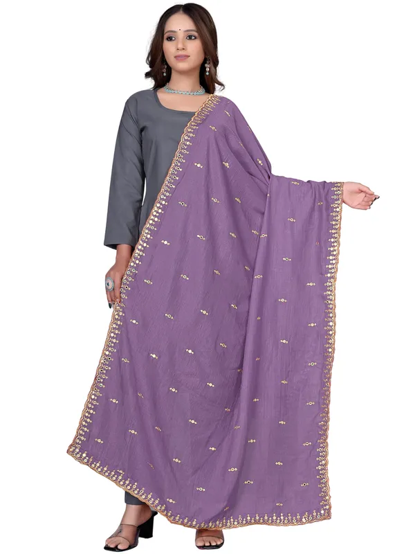 Vichitra_Art_Silk_Embroidered_Dupatta_With_Mirror_Work_Border_Lavender
