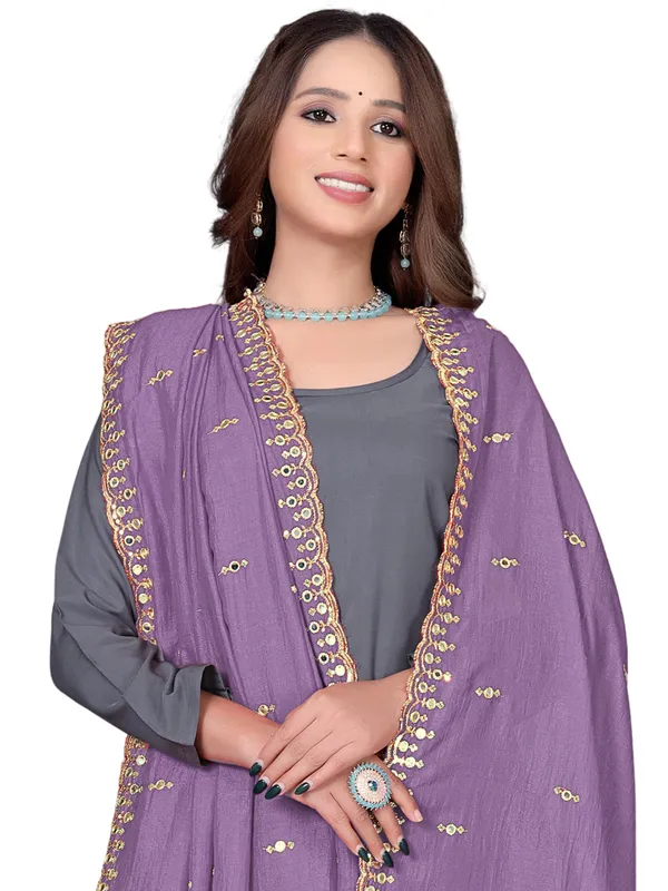 Vichitra_Art_Silk_Embroidered_Dupatta_With_Mirror_Work_Border_Lavender