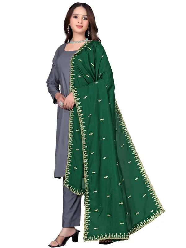 Vichitra_Art_Silk_Embroidered_Dupatta_With_Mirror_Work_Border_Green