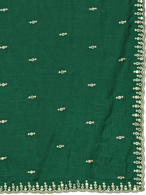 Vichitra_Art_Silk_Embroidered_Dupatta_With_Mirror_Work_Border_Green