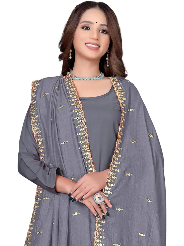 Vichitra_Art_Silk_Embroidered_Dupatta_With_Mirror_Work_Border_Grey