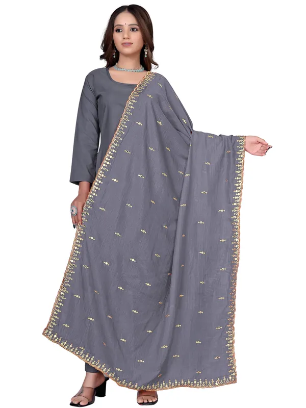 Vichitra_Art_Silk_Embroidered_Dupatta_With_Mirror_Work_Border_Grey
