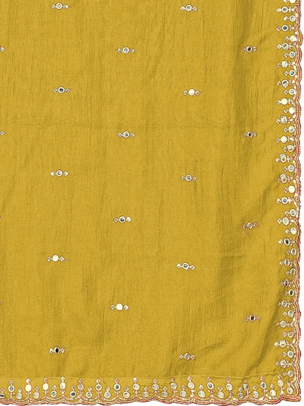 Vichitra_Art_Silk_Embroidered_Dupatta_With_Mirror_Work_Border_Mustard_Yellow
