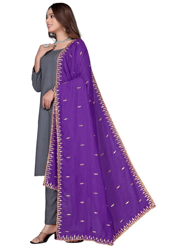 Vichitra_Art_Silk_Embroidered_Dupatta_With_Mirror_Work_Border_Purple