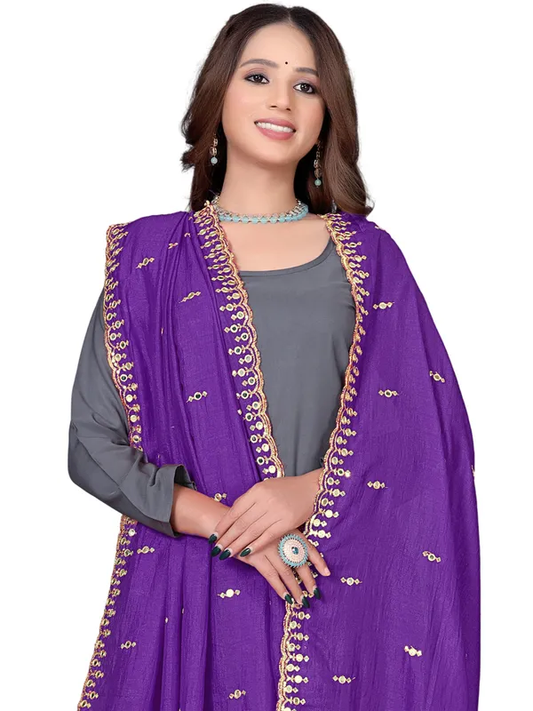 Vichitra_Art_Silk_Embroidered_Dupatta_With_Mirror_Work_Border_Purple