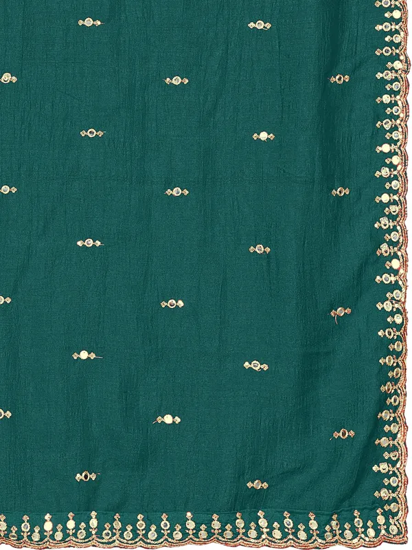 Vichitra_Art_Silk_Embroidered_Dupatta_With_Mirror_Work_Border_Rama_Green