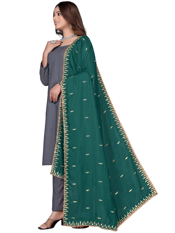 Vichitra_Art_Silk_Embroidered_Dupatta_With_Mirror_Work_Border_Rama_Green