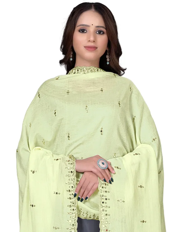 Vichitra_Art_Silk_Embroidered_Dupatta_With_Mirror_Work_Border_Cream