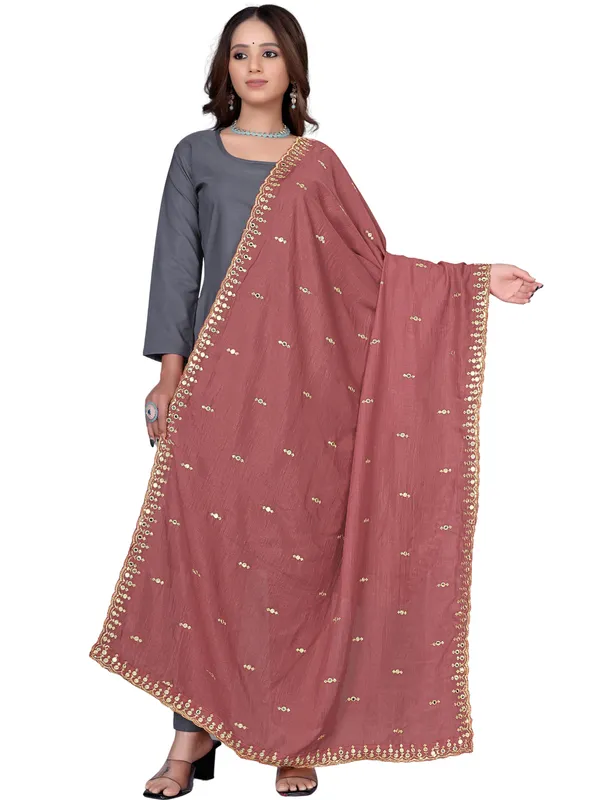 Vichitra_Art_Silk_Embroidered_Dupatta_With_Mirror_Work_Border_Peach