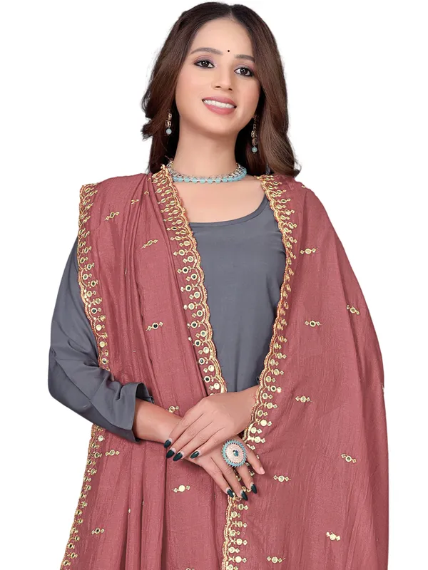 Vichitra_Art_Silk_Embroidered_Dupatta_With_Mirror_Work_Border_Peach