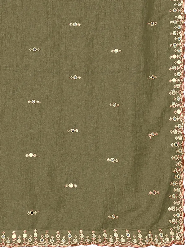 Vichitra_Art_Silk_Embroidered_Dupatta_With_Mirror_Work_Border_Mahendi_Green