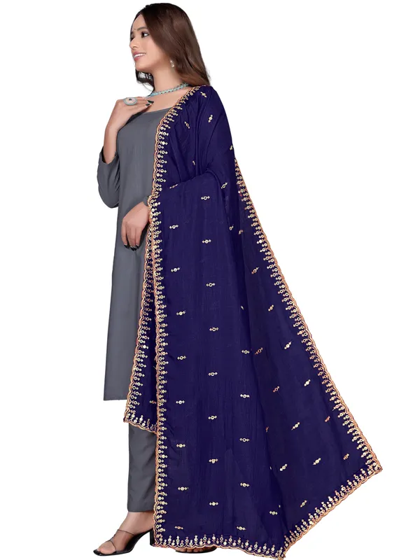 Vichitra_Art_Silk_Embroidered_Dupatta_With_Mirror_Work_Border_Navy_Blue