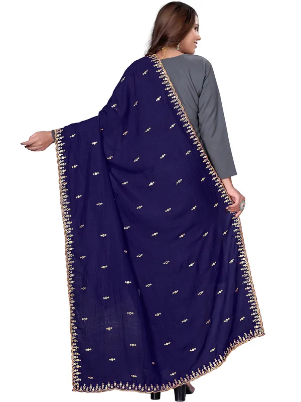 Vichitra_Art_Silk_Embroidered_Dupatta_With_Mirror_Work_Border_Navy_Blue