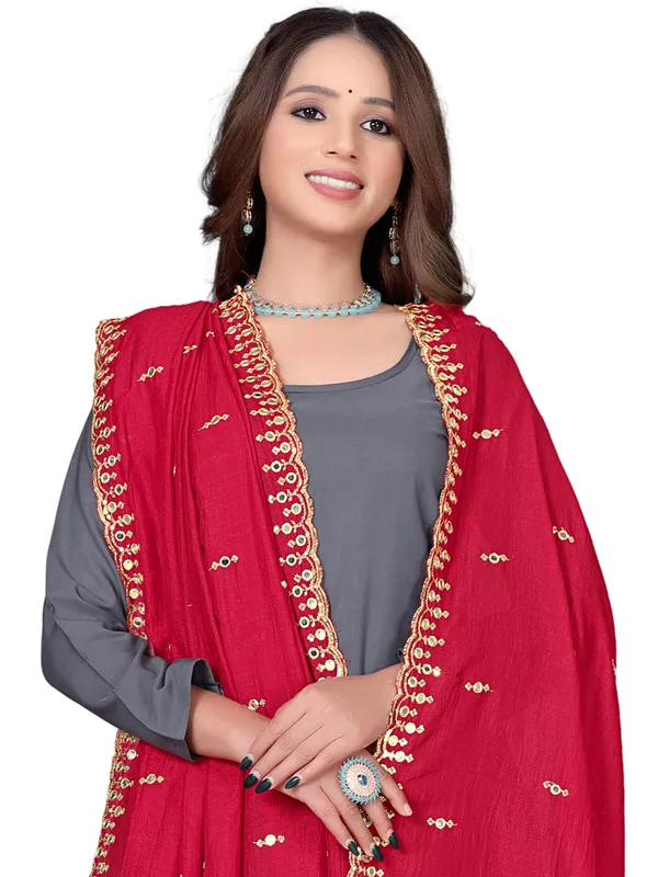 Vichitra_Art_Silk_Embroidered_Dupatta_With_Mirror_Work_Border_Pink