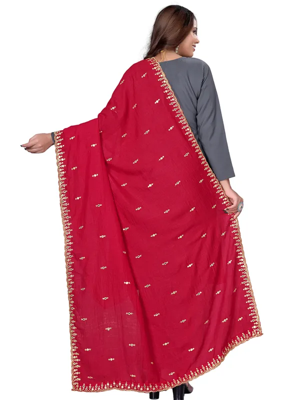 Vichitra_Art_Silk_Embroidered_Dupatta_With_Mirror_Work_Border_Pink