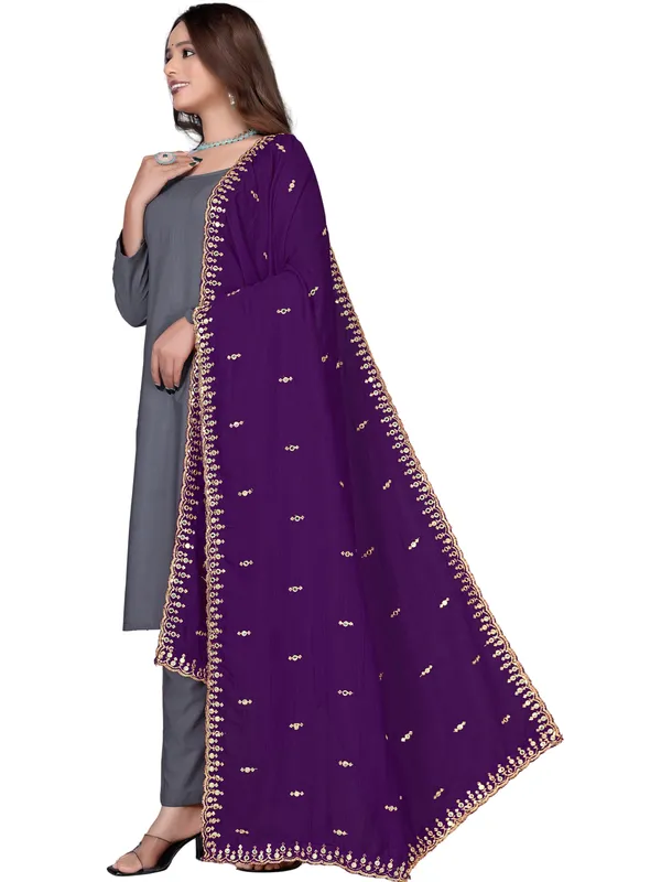 Vichitra_Art_Silk_Embroidered_Dupatta_With_Mirror_Work_Border_Wine