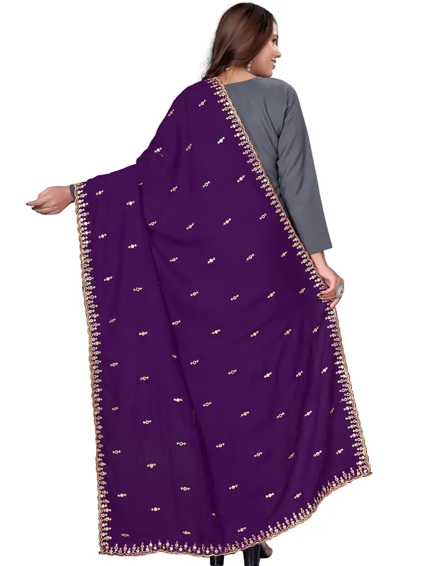 Vichitra_Art_Silk_Embroidered_Dupatta_With_Mirror_Work_Border_Wine