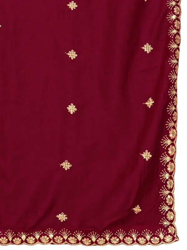 Vichitra_Art_Silk_Dupatta_With_Zari_Sequin_Embroidery_Buti_Maroon