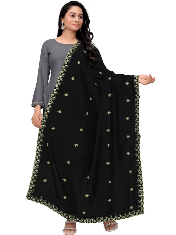 Vichitra_Art_Silk_Dupatta_With_Zari_Sequin_Embroidery_Buti_Black