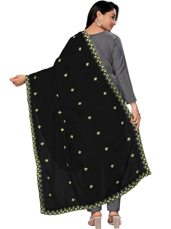 Vichitra_Art_Silk_Dupatta_With_Zari_Sequin_Embroidery_Buti_Black