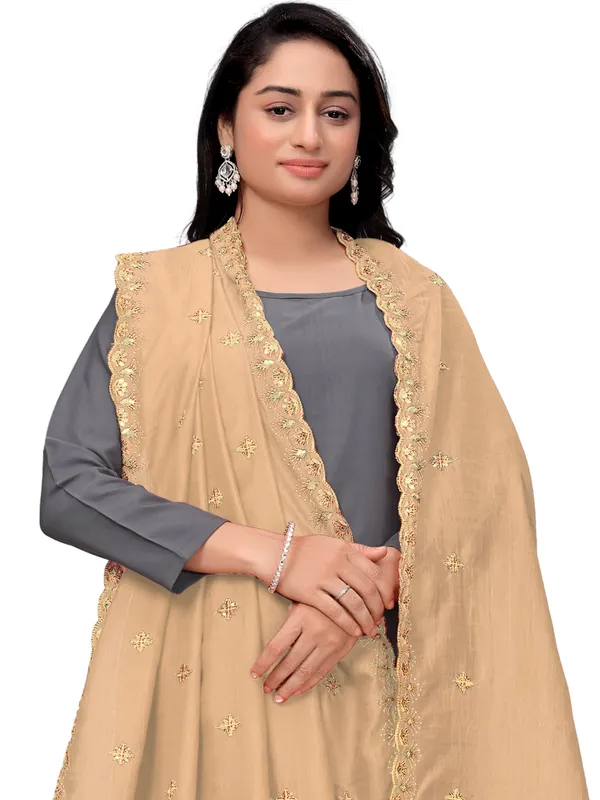 Vichitra_Art_Silk_Dupatta_With_Zari_Sequin_Embroidery_Buti_Beige