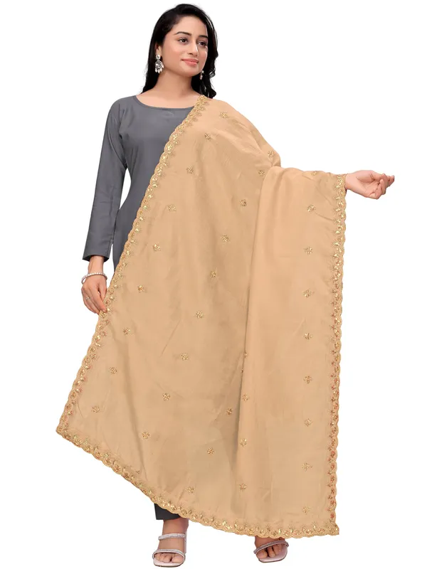 Vichitra_Art_Silk_Dupatta_With_Zari_Sequin_Embroidery_Buti_Beige