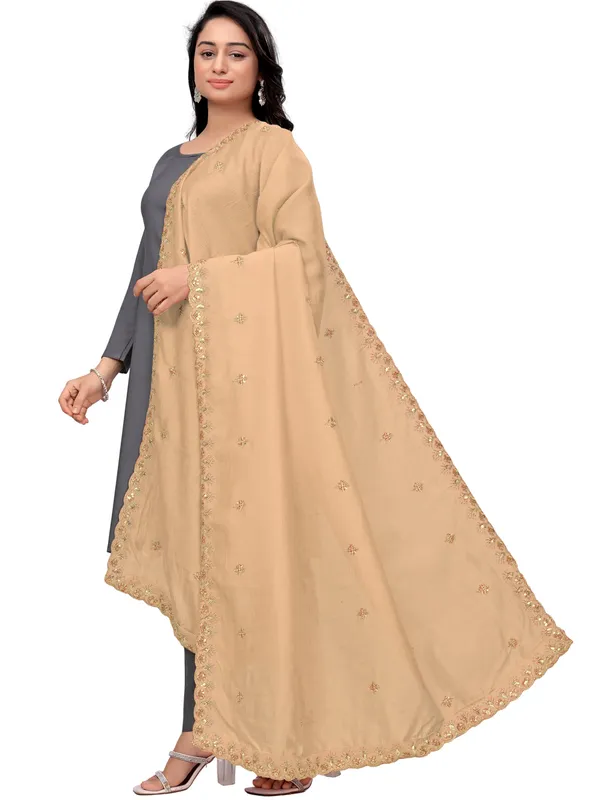 Vichitra_Art_Silk_Dupatta_With_Zari_Sequin_Embroidery_Buti_Beige