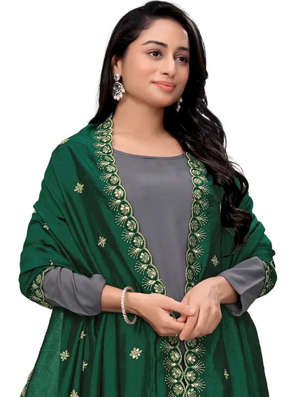 Vichitra_Art_Silk_Dupatta_With_Zari_Sequin_Embroidery_Buti_Green