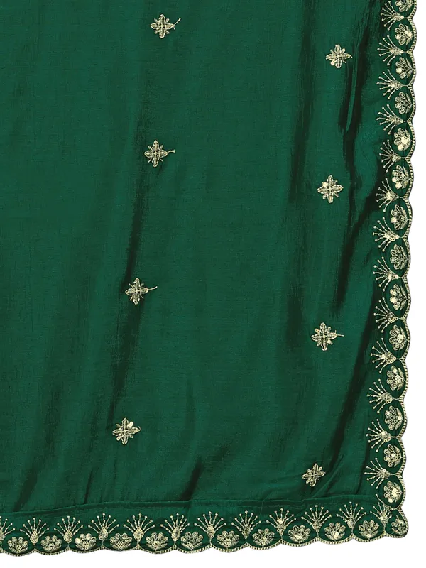 Vichitra_Art_Silk_Dupatta_With_Zari_Sequin_Embroidery_Buti_Green