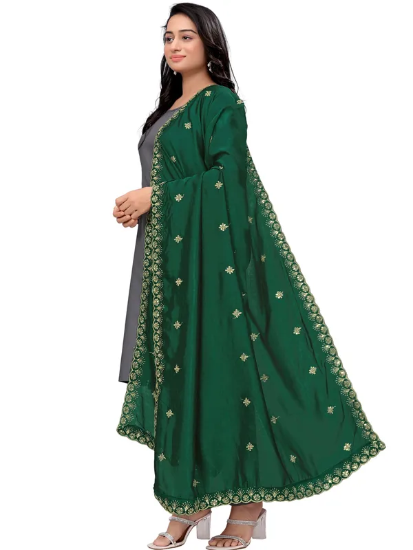Vichitra_Art_Silk_Dupatta_With_Zari_Sequin_Embroidery_Buti_Green