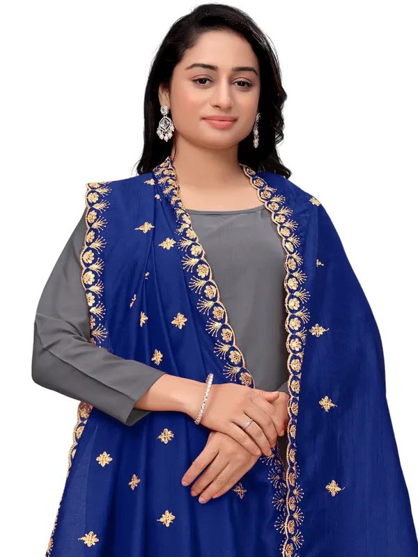 Vichitra_Art_Silk_Dupatta_With_Zari_Sequin_Embroidery_Buti_Navy_Blue