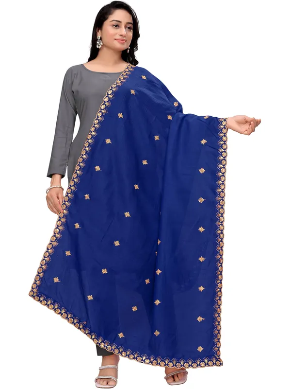 Vichitra_Art_Silk_Dupatta_With_Zari_Sequin_Embroidery_Buti_Navy_Blue