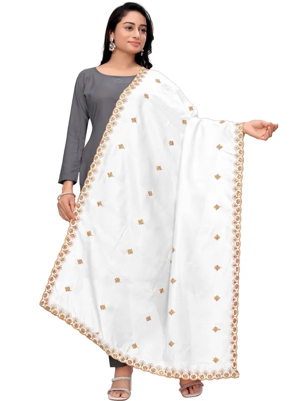 Vichitra_Art_Silk_Dupatta_With_Zari_Sequin_Embroidery_Buti_White