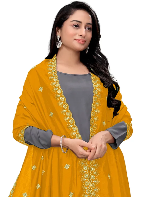 Vichitra_Art_Silk_Dupatta_With_Zari_Sequin_Embroidery_Buti_Yellow