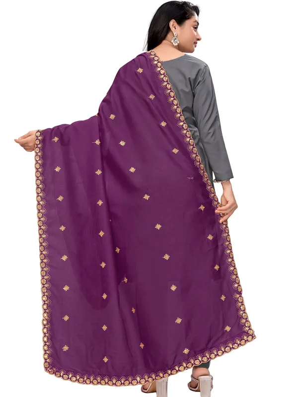 Vichitra_Art_Silk_Dupatta_With_Zari_Sequin_Embroidery_Buti_Wine