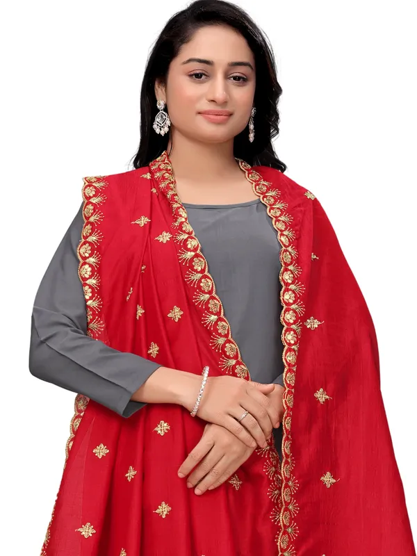 Vichitra_Art_Silk_Dupatta_With_Zari_Sequin_Embroidery_Buti_Red