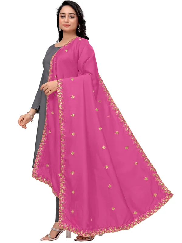 Vichitra_Art_Silk_Dupatta_With_Zari_Sequin_Embroidery_Buti_Onion_Pink
