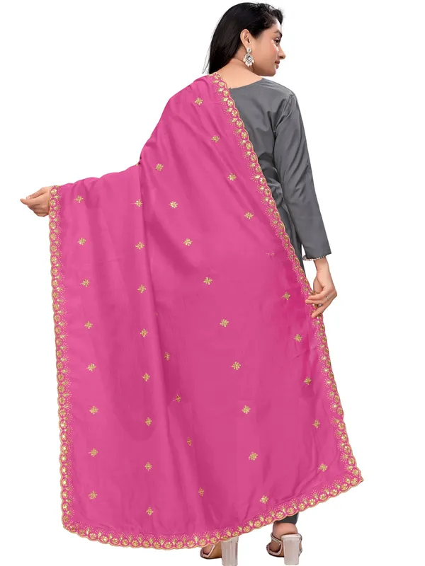 Vichitra_Art_Silk_Dupatta_With_Zari_Sequin_Embroidery_Buti_Onion_Pink