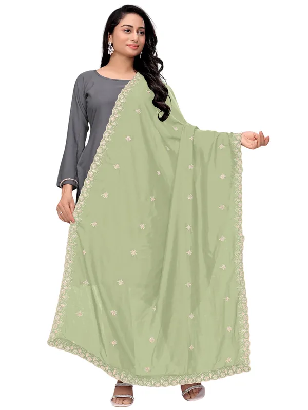 Vichitra_Art_Silk_Dupatta_With_Zari_Sequin_Embroidery_Buti_Pista_Green
