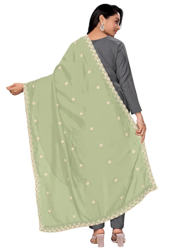 Vichitra_Art_Silk_Dupatta_With_Zari_Sequin_Embroidery_Buti_Pista_Green