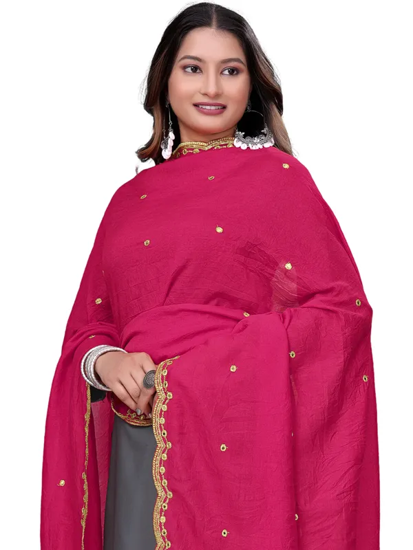 Vichitra_Art_Silk_Mirror_Work_Dupatta_With_Zari_Embroidery_Pink