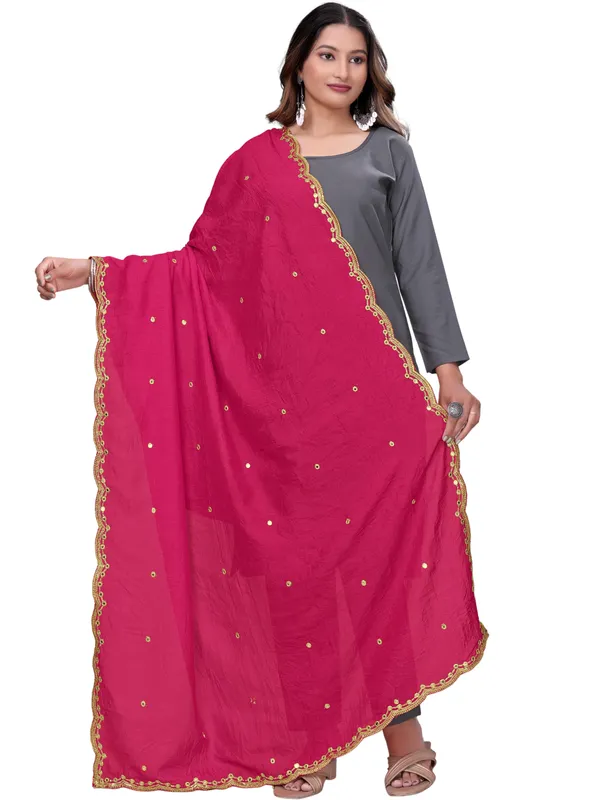 Vichitra_Art_Silk_Mirror_Work_Dupatta_With_Zari_Embroidery_Pink