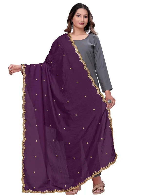 Vichitra_Art_Silk_Mirror_Work_Dupatta_With_Zari_Embroidery_Wine