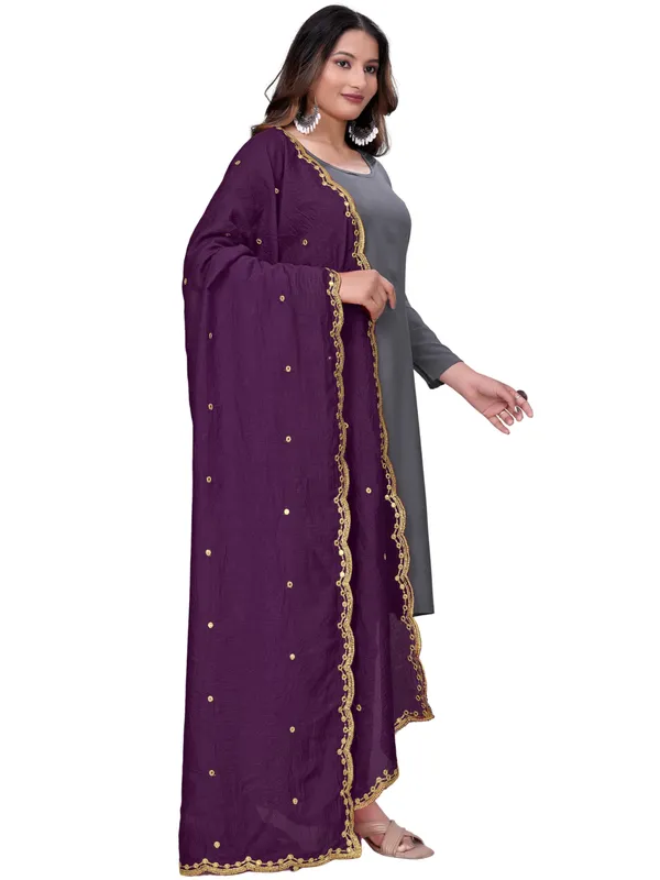 Vichitra_Art_Silk_Mirror_Work_Dupatta_With_Zari_Embroidery_Wine