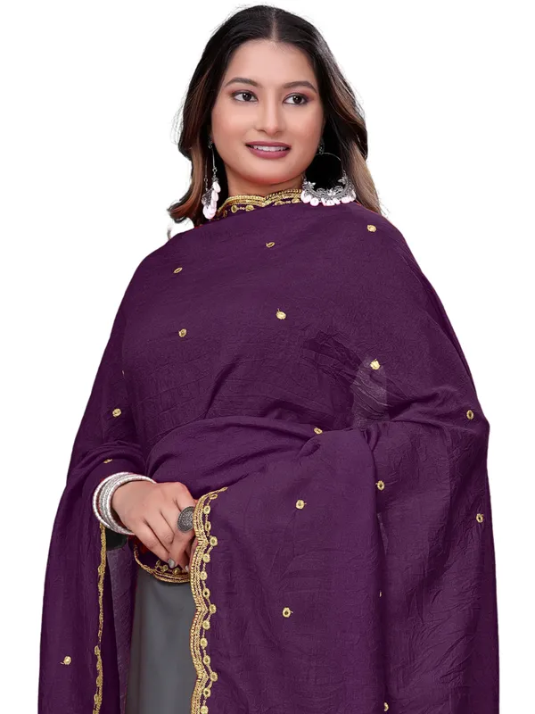 Vichitra_Art_Silk_Mirror_Work_Dupatta_With_Zari_Embroidery_Wine