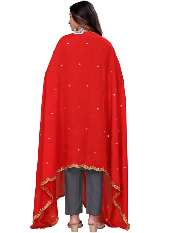 Vichitra_Art_Silk_Mirror_Work_Dupatta_With_Zari_Embroidery_Red